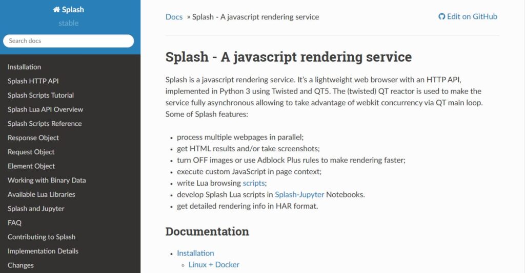Splash A javascript rendering service