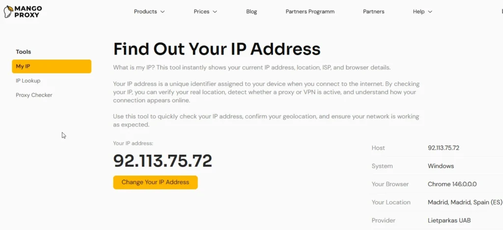 Checking proxy IP and geolocation
