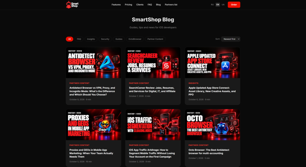 The SmartShop blog with Apple Developer and App Store Connect guides.